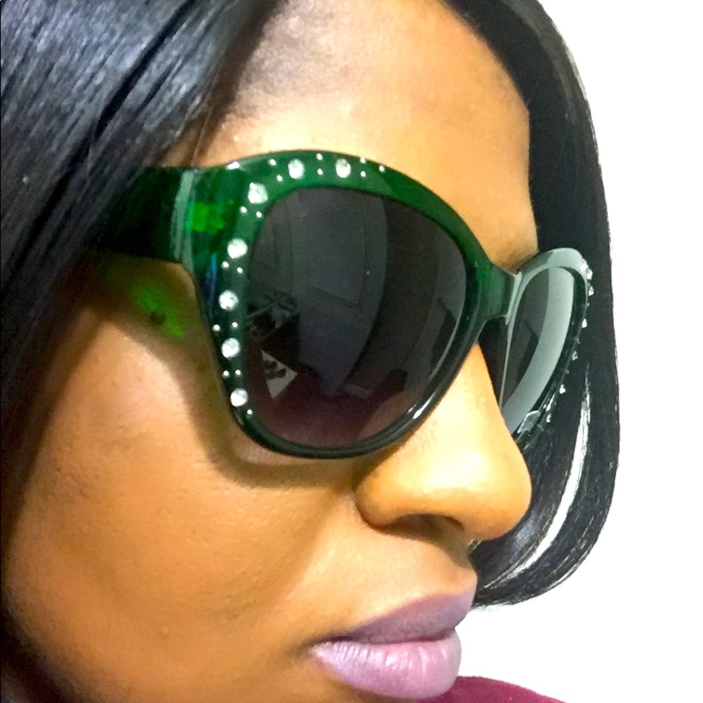 Green Bedazzled Sunglasses